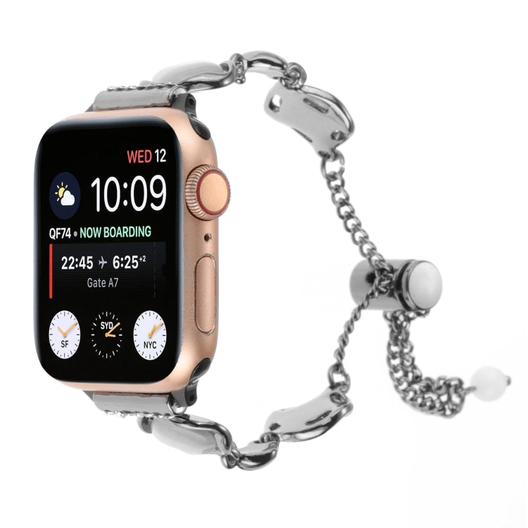 For Apple Watch SE 2022 40mm Shell Metal Chain Bracelet Watch Band(Black) - Watch Bands by PMC TechLife | Online Shopping South Africa | PMC TechLife