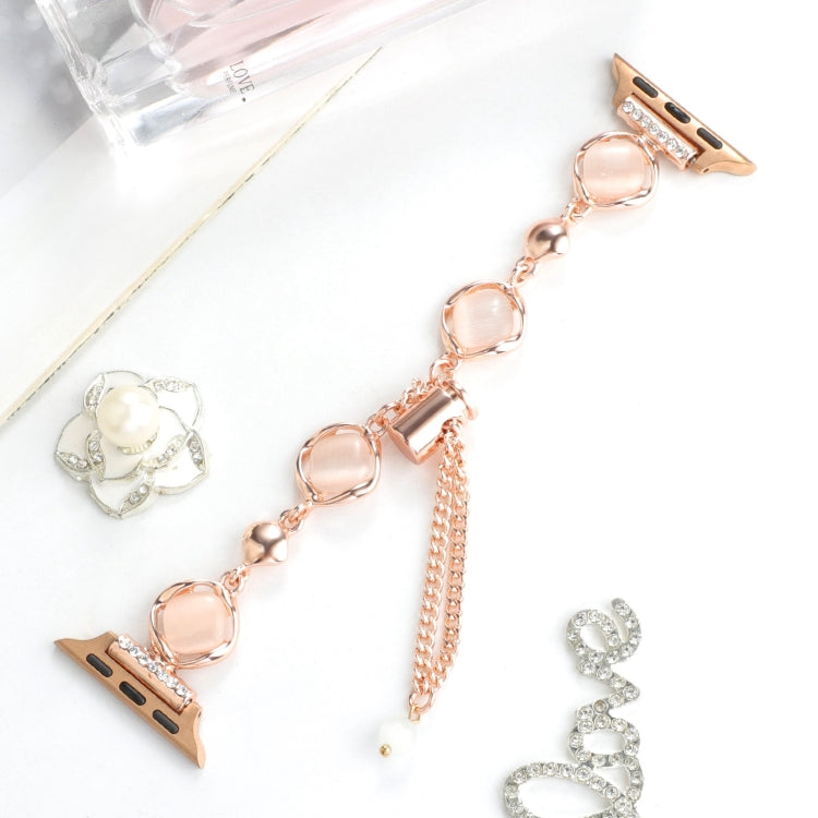 For Apple Watch Series 7 41mm Shell Metal Chain Bracelet Watch Band(Rose Gold) - free shipping - PMC TechLife - Order now!