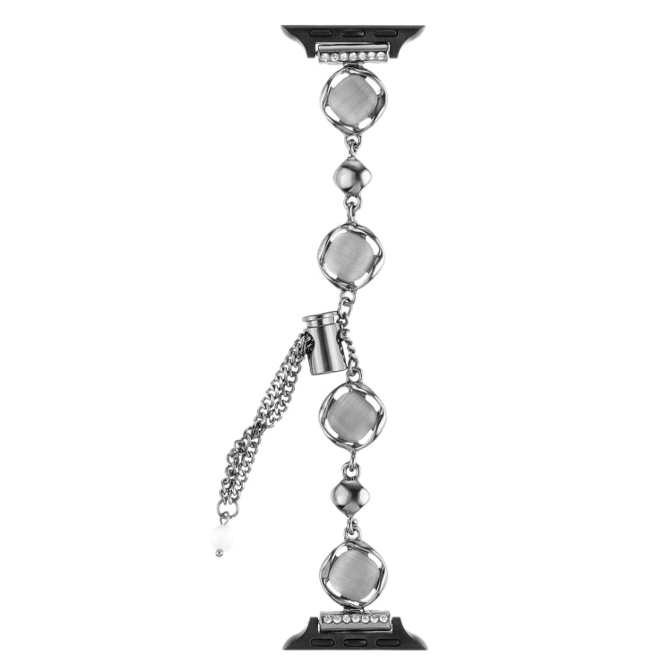 For Apple Watch Series 6 44mm Shell Metal Chain Bracelet Watch Band(Black) - Watch Bands by PMC TechLife | Online Shopping South Africa | PMC TechLife