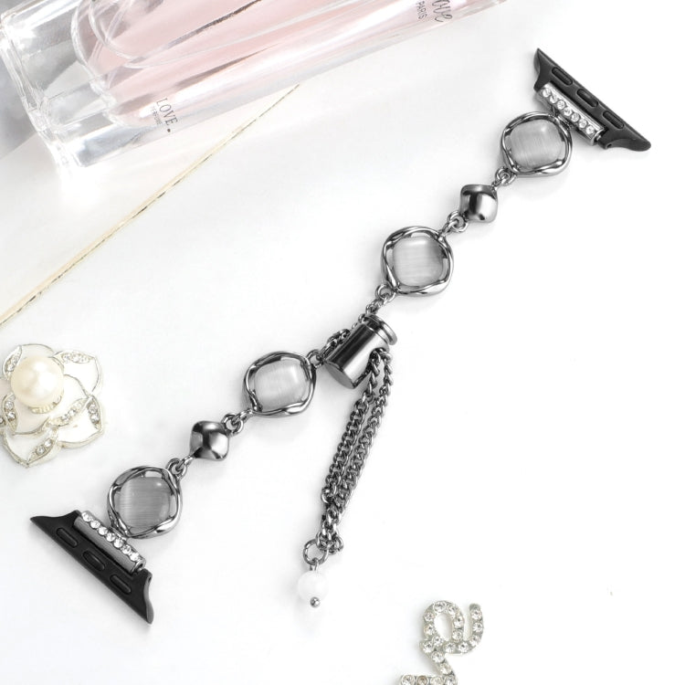 For Apple Watch Series 6 44mm Shell Metal Chain Bracelet Watch Band(Black) - Watch Bands by PMC TechLife | Online Shopping South Africa | PMC TechLife