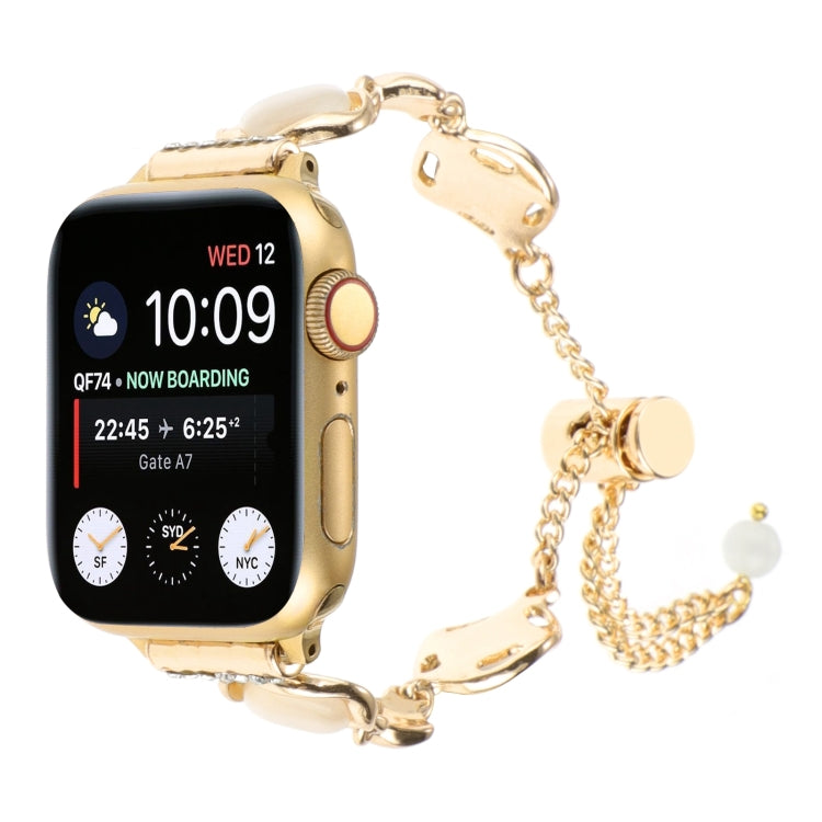 For Apple Watch Series 5 44mm Shell Metal Chain Bracelet Watch Band(Gold) - free shipping - PMC TechLife - Order now!
