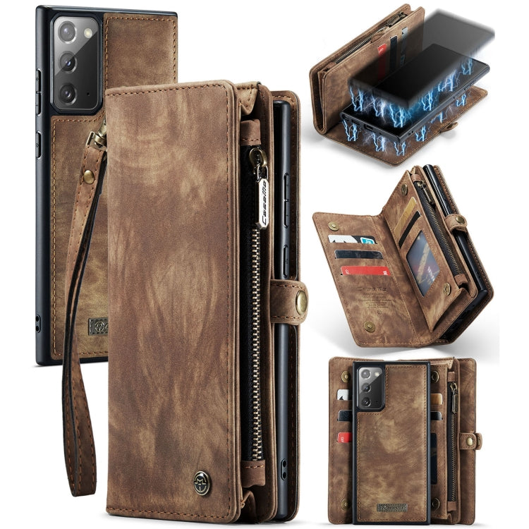 For Samsung Galaxy Note20 CaseMe-008 Detachable Multifunctional Horizontal Flip Leather Case with Card Slot & Holder & Zipper Wallet & Photo Frame(Brown) - free shipping - PMC Jewellery - Order now!