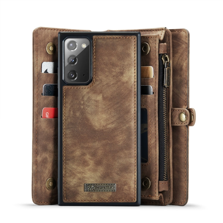 For Samsung Galaxy Note20 CaseMe-008 Detachable Multifunctional Horizontal Flip Leather Case with Card Slot & Holder & Zipper Wallet & Photo Frame(Brown) - free shipping - PMC Jewellery - Order now!