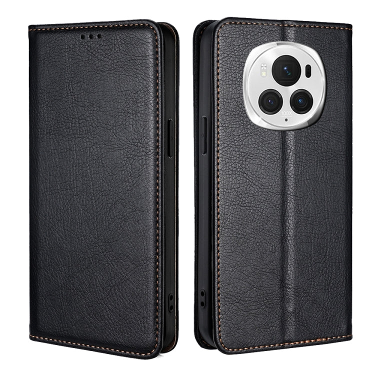 For Honor Magic6 Pro Gloss Oil Solid Color Magnetic Leather Phone Case(Black) - Honor Cases by PMC TechLife | Online Shopping South Africa | PMC TechLife | Buy Now Pay Later Mobicred