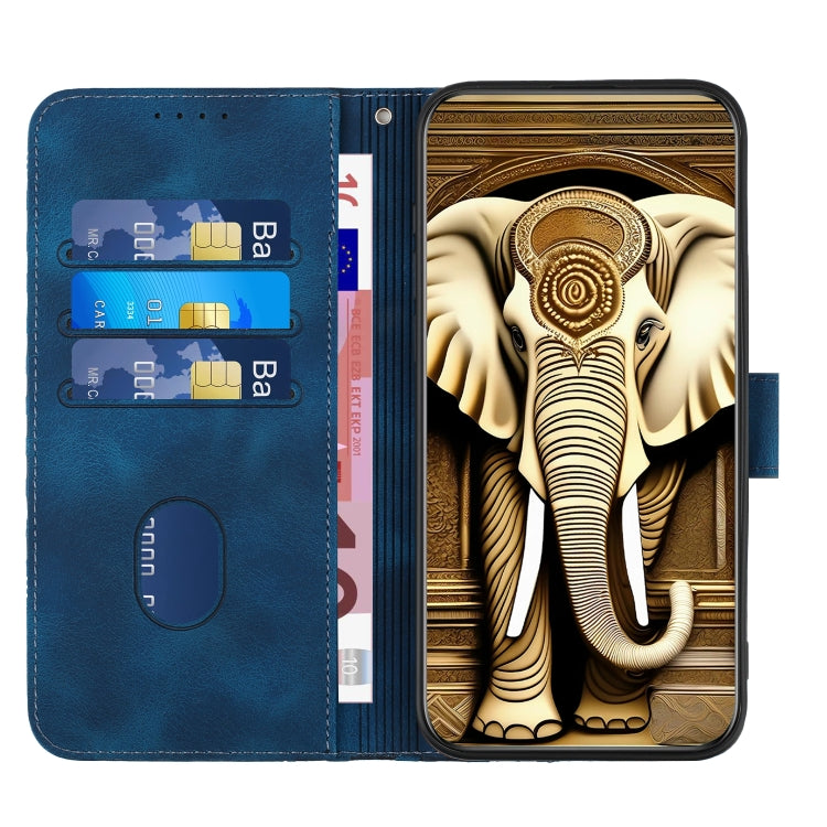 For Samsung Galaxy S24 Ultra 5G YX0060 Elephant Head Embossed Phone Leather Case with Lanyard(Royal Blue) - Galaxy S24 Ultra 5G Cases by PMC TechLife | Online Shopping South Africa | PMC TechLife
