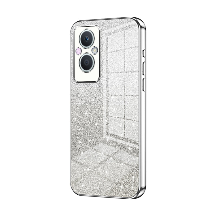 For OPPO Reno7 Z 5G / F21 Pro 5G Gradient Glitter Powder Electroplated Phone Case(Silver) - OPPO Cases by PMC TechLife | Online Shopping South Africa | PMC TechLife | Buy Now Pay Later Mobicred