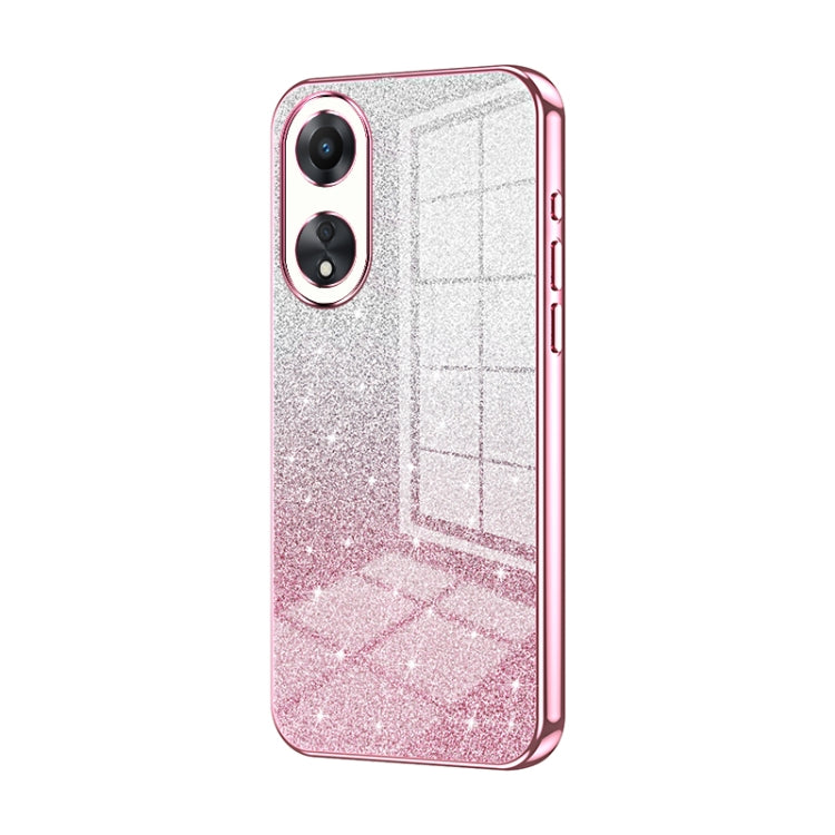 For OPPO A58 5G / A58x 5G Gradient Glitter Powder Electroplated Phone Case(Pink) - OPPO Cases by PMC TechLife | Online Shopping South Africa | PMC TechLife | Buy Now Pay Later Mobicred