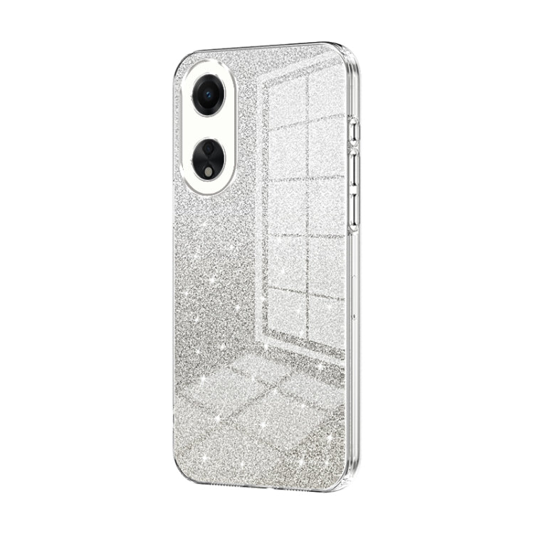 For OPPO A58 5G / A58x 5G Gradient Glitter Powder Electroplated Phone Case(Transparent) - OPPO Cases by PMC TechLife | Online Shopping South Africa | PMC TechLife | Buy Now Pay Later Mobicred