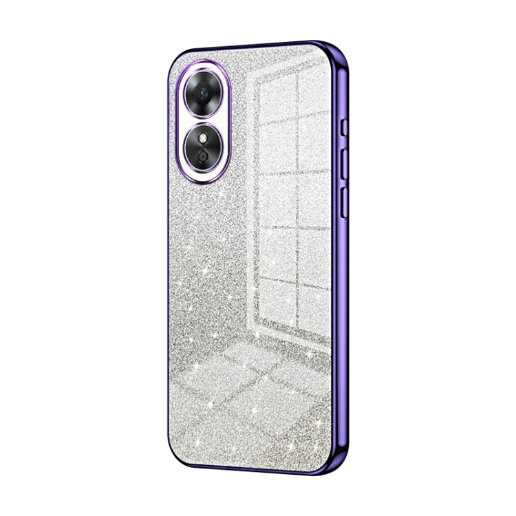 For OPPO A17 / A17K Gradient Glitter Powder Electroplated Phone Case(Purple) - OPPO Cases by PMC TechLife | Online Shopping South Africa | PMC TechLife | Buy Now Pay Later Mobicred