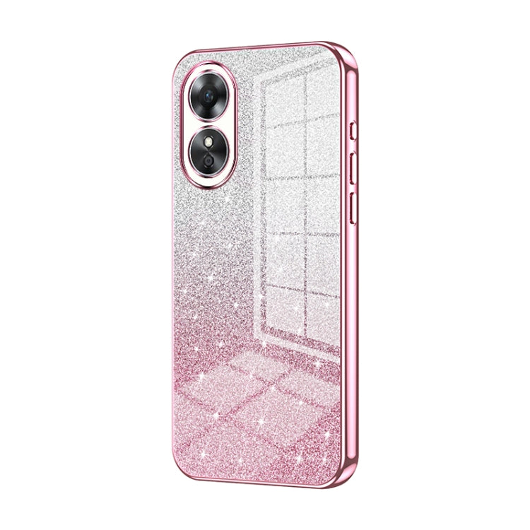 For OPPO A17 / A17K Gradient Glitter Powder Electroplated Phone Case(Pink) - OPPO Cases by PMC TechLife | Online Shopping South Africa | PMC TechLife | Buy Now Pay Later Mobicred