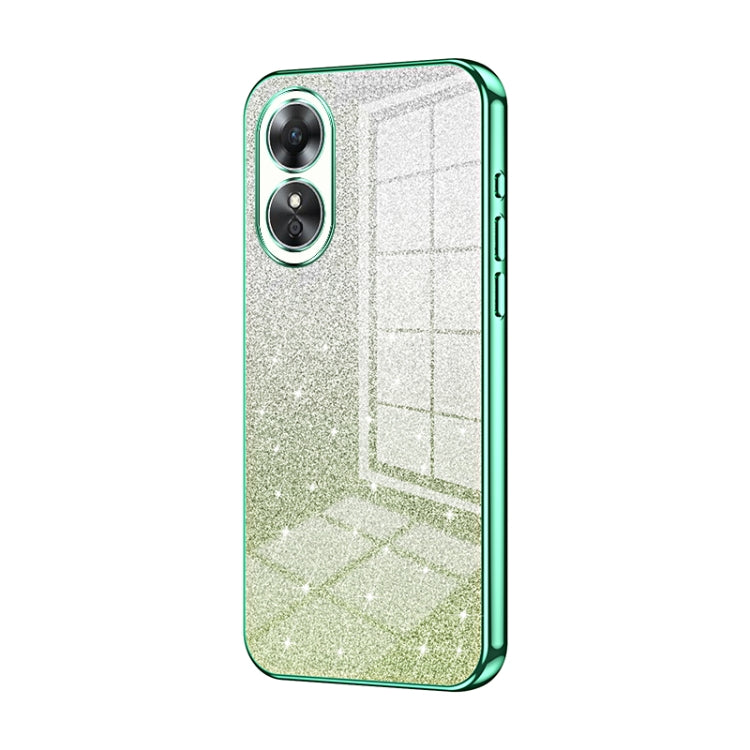 For OPPO A17 / A17K Gradient Glitter Powder Electroplated Phone Case(Green) - OPPO Cases by PMC TechLife | Online Shopping South Africa | PMC TechLife | Buy Now Pay Later Mobicred