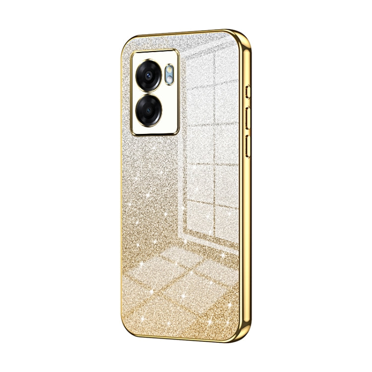 For OPPO A57 5G Gradient Glitter Powder Electroplated Phone Case(Gold) - free shipping - PMC TechLife - Order now!
