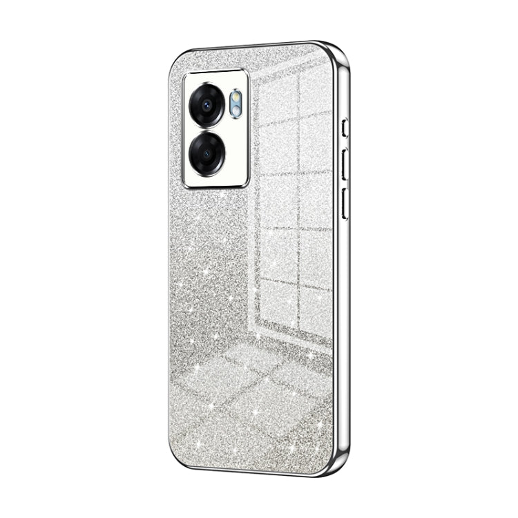 For OPPO A57 5G Gradient Glitter Powder Electroplated Phone Case(Silver) - free shipping - PMC TechLife - Order now!