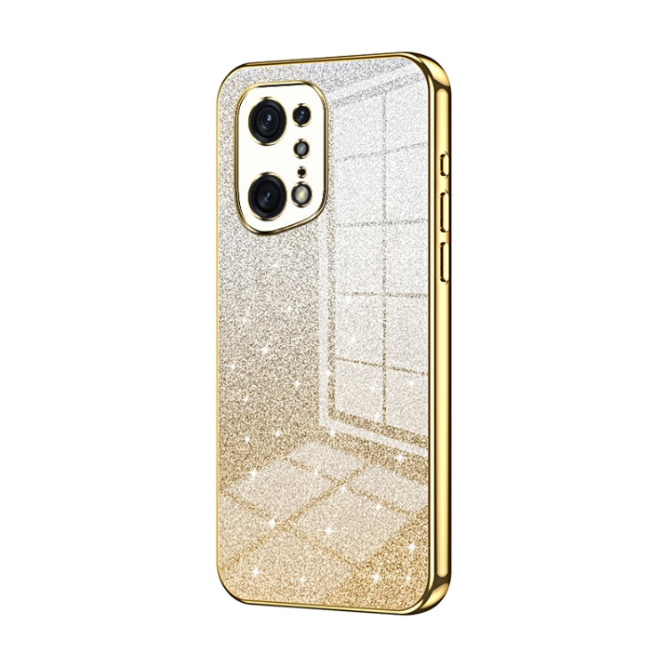 For OPPO Find X5 Pro Gradient Glitter Powder Electroplated Phone Case(Gold) - OPPO Cases by PMC TechLife | Online Shopping South Africa | PMC TechLife | Buy Now Pay Later Mobicred