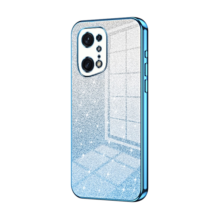 For OPPO Find X5 Pro Gradient Glitter Powder Electroplated Phone Case(Blue) - OPPO Cases by PMC TechLife | Online Shopping South Africa | PMC TechLife | Buy Now Pay Later Mobicred