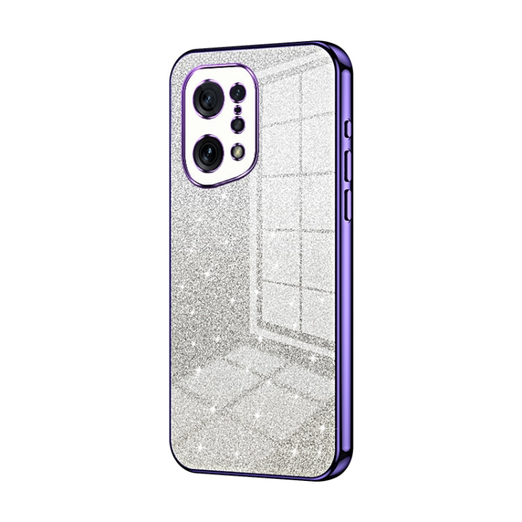 For OPPO Find X5 Gradient Glitter Powder Electroplated Phone Case(Purple) - OPPO Cases by PMC TechLife | Online Shopping South Africa | PMC TechLife | Buy Now Pay Later Mobicred