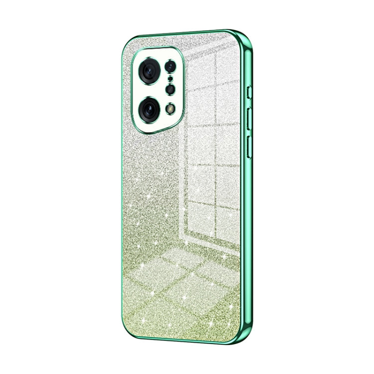 For OPPO Find X5 Gradient Glitter Powder Electroplated Phone Case(Green) - OPPO Cases by PMC TechLife | Online Shopping South Africa | PMC TechLife | Buy Now Pay Later Mobicred