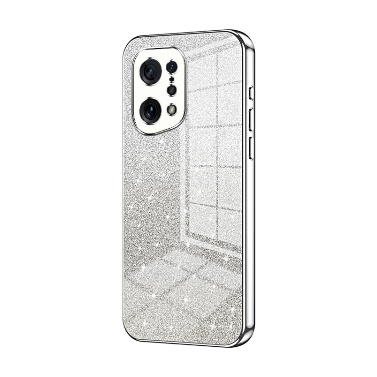 For OPPO Find X5 Gradient Glitter Powder Electroplated Phone Case(Silver) - OPPO Cases by PMC TechLife | Online Shopping South Africa | PMC TechLife | Buy Now Pay Later Mobicred