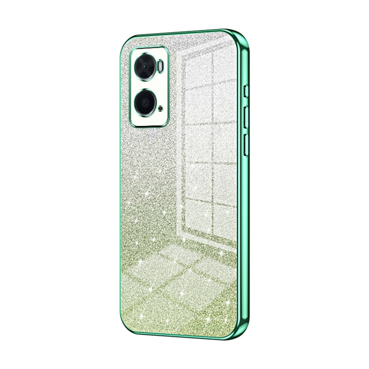 For OPPO A36 / A76 / A96 4G Global Gradient Glitter Powder Electroplated Phone Case(Green) - OPPO Cases by PMC TechLife | Online Shopping South Africa | PMC TechLife | Buy Now Pay Later Mobicred