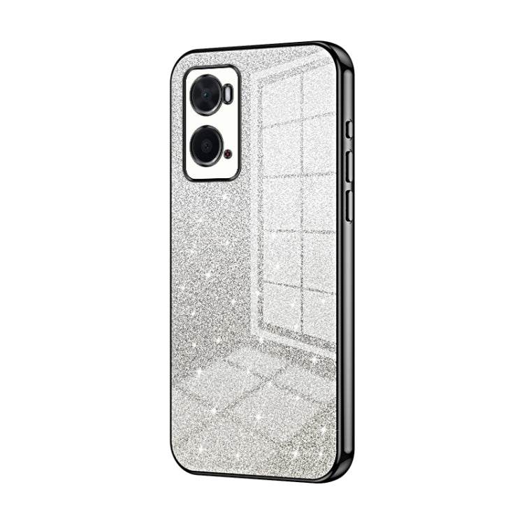 For OPPO A36 / A76 / A96 4G Global Gradient Glitter Powder Electroplated Phone Case(Black) - OPPO Cases by PMC TechLife | Online Shopping South Africa | PMC TechLife | Buy Now Pay Later Mobicred