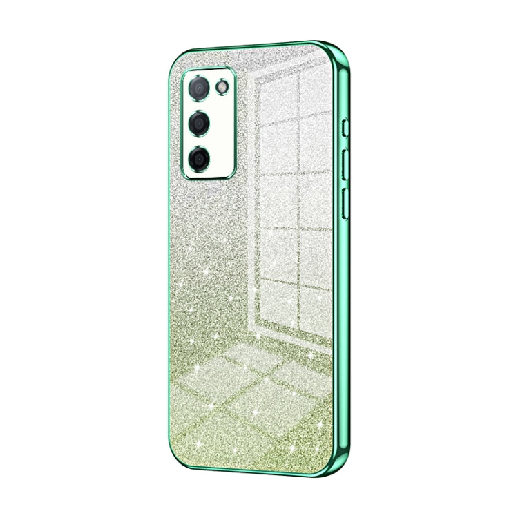 For OPPO A55 5G / A56 / A53s 5G Gradient Glitter Powder Electroplated Phone Case(Green) - OPPO Cases by PMC TechLife | Online Shopping South Africa | PMC TechLife | Buy Now Pay Later Mobicred