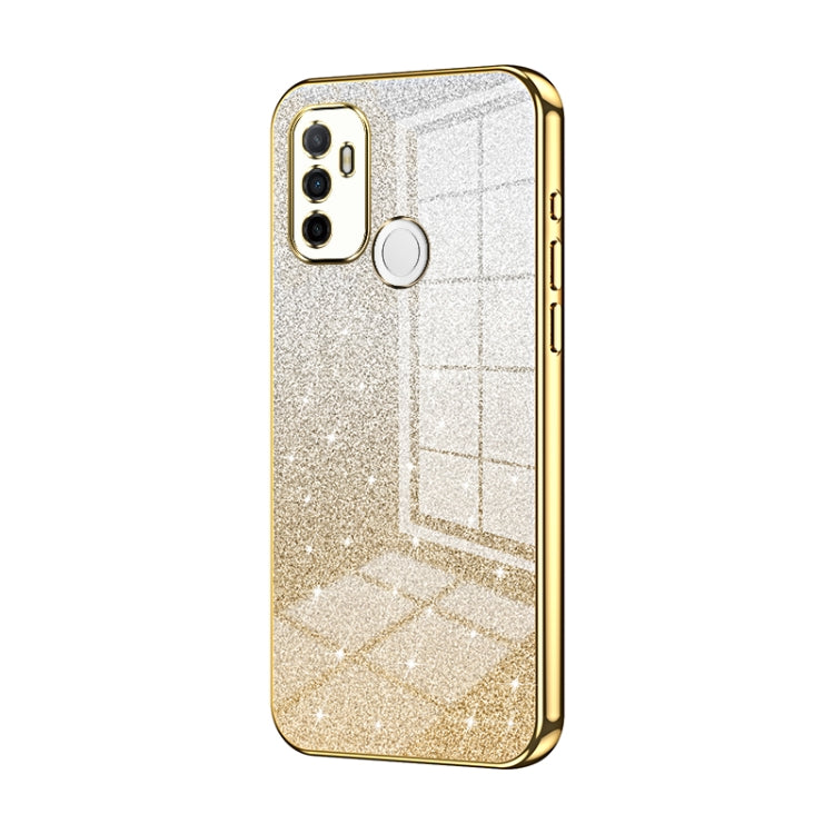 For OPPO A53 2020 / A32 / A11s  Gradient Glitter Powder Electroplated Phone Case(Gold) - OPPO Cases by PMC TechLife | Online Shopping South Africa | PMC TechLife | Buy Now Pay Later Mobicred