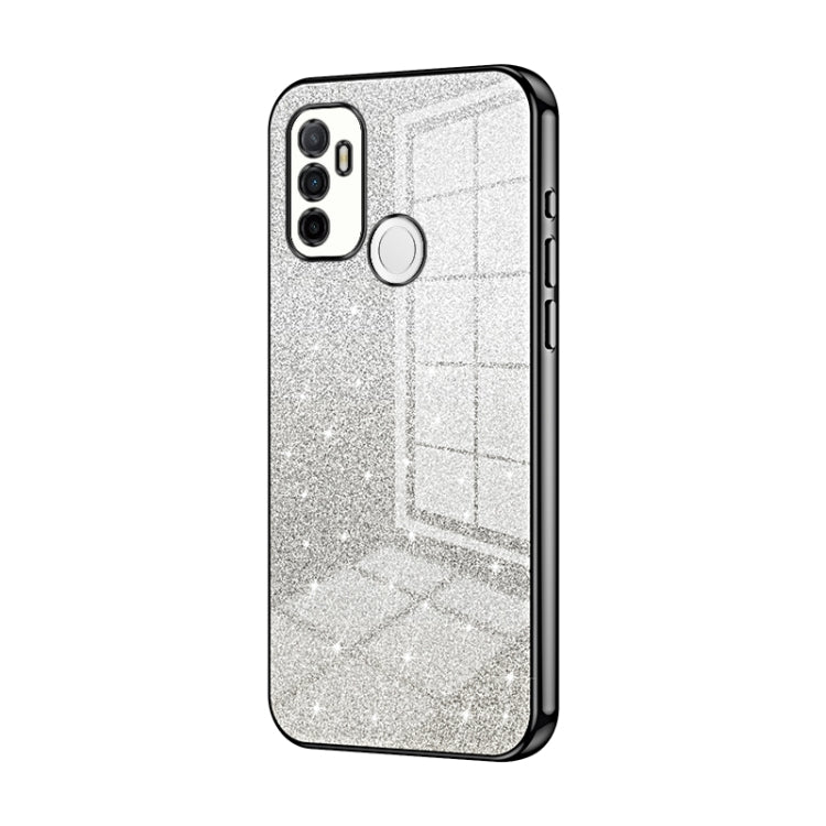 For OPPO A53 2020 / A32 / A11s  Gradient Glitter Powder Electroplated Phone Case(Black) - OPPO Cases by PMC TechLife | Online Shopping South Africa | PMC TechLife | Buy Now Pay Later Mobicred