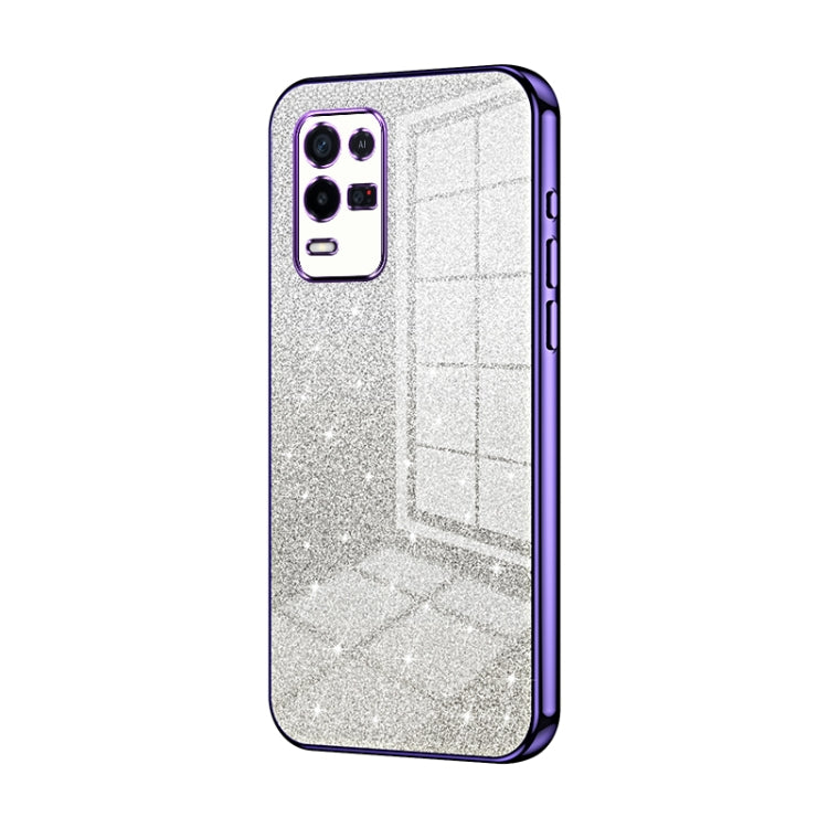 For OPPO K9x Gradient Glitter Powder Electroplated Phone Case(Purple) - OPPO Cases by PMC TechLife | Online Shopping South Africa | PMC TechLife | Buy Now Pay Later Mobicred