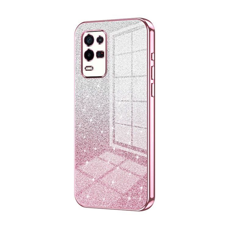 For OPPO K9x Gradient Glitter Powder Electroplated Phone Case(Pink) - OPPO Cases by PMC TechLife | Online Shopping South Africa | PMC TechLife | Buy Now Pay Later Mobicred