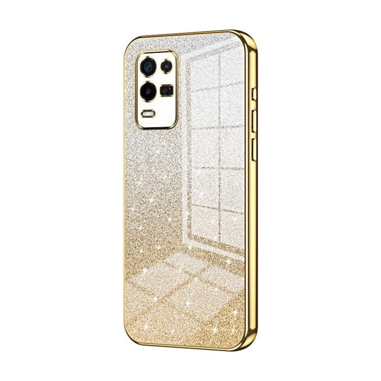 For OPPO K9x Gradient Glitter Powder Electroplated Phone Case(Gold) - free shipping - PMC TechLife - Order now!