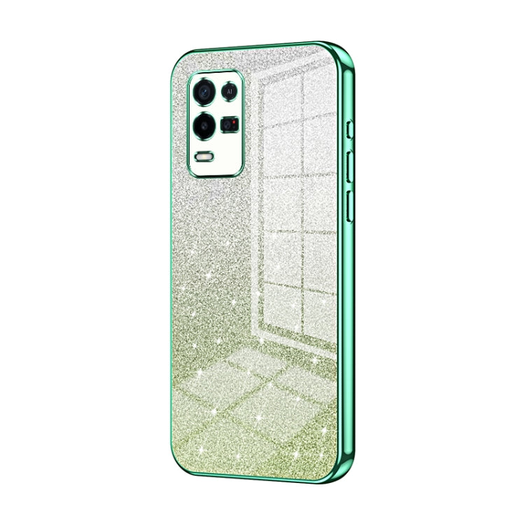 For OPPO K9x Gradient Glitter Powder Electroplated Phone Case(Green) - OPPO Cases by PMC TechLife | Online Shopping South Africa | PMC TechLife | Buy Now Pay Later Mobicred