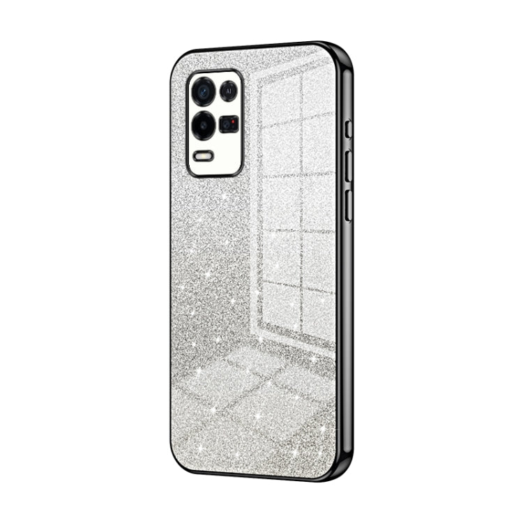 For OPPO K9x Gradient Glitter Powder Electroplated Phone Case(Black) - OPPO Cases by PMC TechLife | Online Shopping South Africa | PMC TechLife | Buy Now Pay Later Mobicred