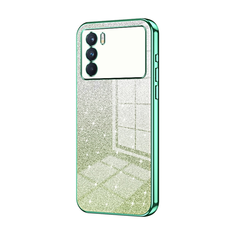 For OPPO K9 Pro Gradient Glitter Powder Electroplated Phone Case(Green) - OPPO Cases by PMC TechLife | Online Shopping South Africa | PMC TechLife | Buy Now Pay Later Mobicred