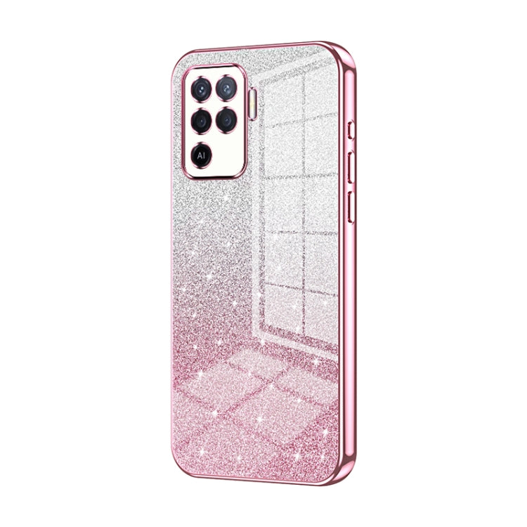 For OPPO A94 4G Gradient Glitter Powder Electroplated Phone Case(Pink) - free shipping - PMC TechLife - Order now!