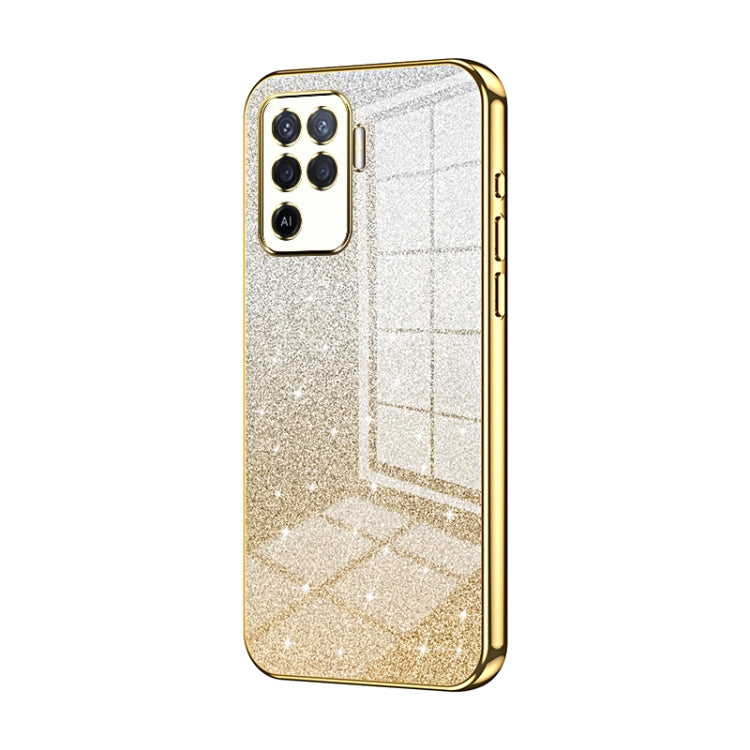 For OPPO A94 4G Gradient Glitter Powder Electroplated Phone Case(Gold) - OPPO Cases by PMC TechLife | Online Shopping South Africa | PMC TechLife | Buy Now Pay Later Mobicred