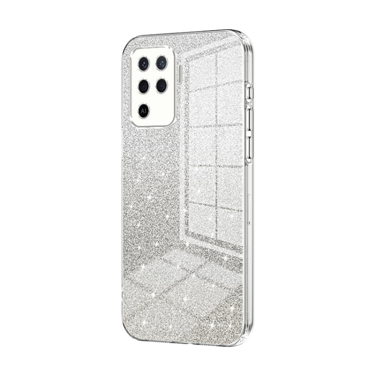 For OPPO A94 4G Gradient Glitter Powder Electroplated Phone Case(Transparent) - OPPO Cases by PMC TechLife | Online Shopping South Africa | PMC TechLife | Buy Now Pay Later Mobicred