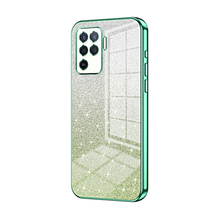 For OPPO A94 4G Gradient Glitter Powder Electroplated Phone Case(Green) - OPPO Cases by PMC TechLife | Online Shopping South Africa | PMC TechLife | Buy Now Pay Later Mobicred