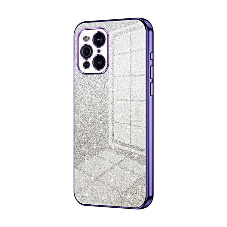 For OPPO Find X3 / Find X3 Pro Gradient Glitter Powder Electroplated Phone Case(Purple) - OPPO Cases by PMC TechLife | Online Shopping South Africa | PMC TechLife | Buy Now Pay Later Mobicred