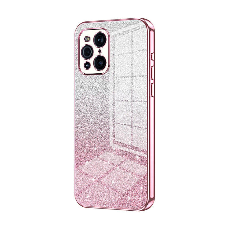 For OPPO Find X3 / Find X3 Pro Gradient Glitter Powder Electroplated Phone Case(Pink) - OPPO Cases by PMC TechLife | Online Shopping South Africa | PMC TechLife | Buy Now Pay Later Mobicred