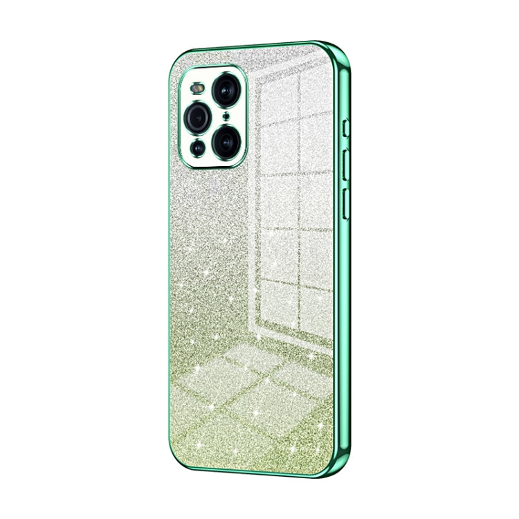 For OPPO Find X3 / Find X3 Pro Gradient Glitter Powder Electroplated Phone Case(Green) - OPPO Cases by PMC TechLife | Online Shopping South Africa | PMC TechLife | Buy Now Pay Later Mobicred