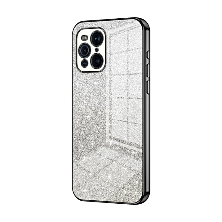 For OPPO Find X3 / Find X3 Pro Gradient Glitter Powder Electroplated Phone Case(Black) - OPPO Cases by PMC TechLife | Online Shopping South Africa | PMC TechLife | Buy Now Pay Later Mobicred