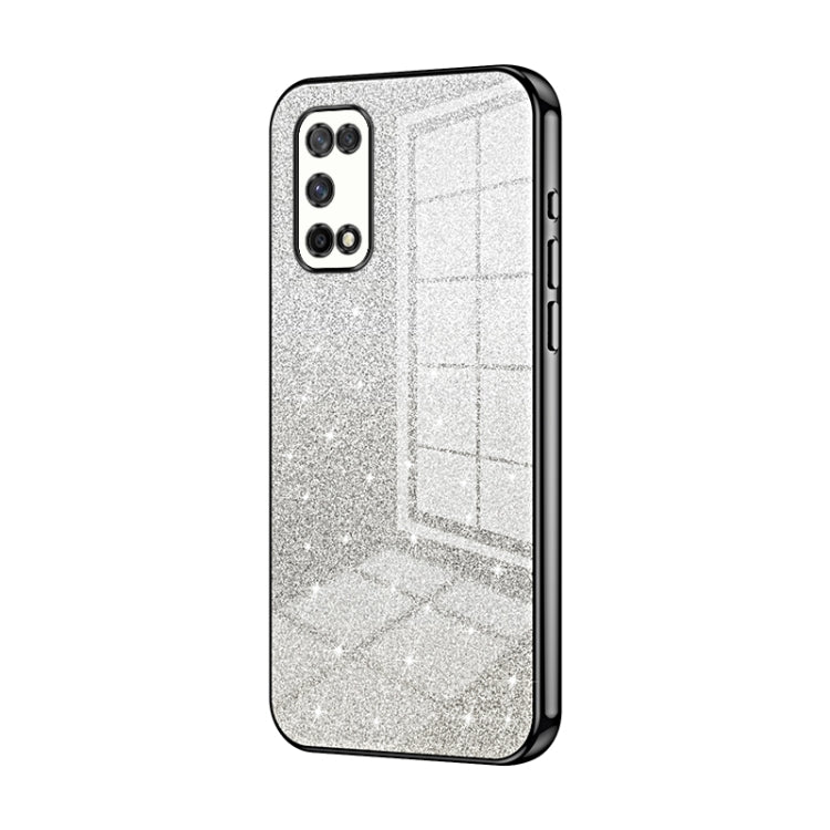 For OPPO K7x / Realme V5 5G Gradient Glitter Powder Electroplated Phone Case(Black) - OPPO Cases by PMC TechLife | Online Shopping South Africa | PMC TechLife | Buy Now Pay Later Mobicred