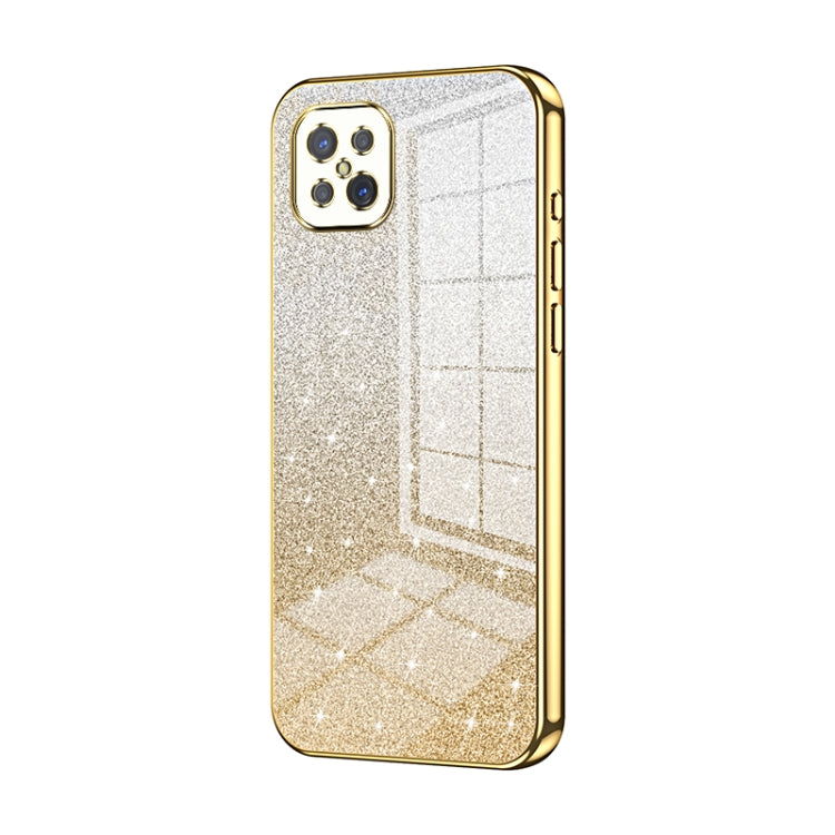 For OPPO A92s / Reno4 Z 5G Gradient Glitter Powder Electroplated Phone Case(Gold) - OPPO Cases by PMC TechLife | Online Shopping South Africa | PMC TechLife | Buy Now Pay Later Mobicred