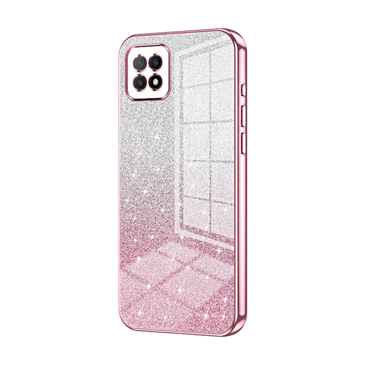 For OPPO A72 5G / A73 5G Gradient Glitter Powder Electroplated Phone Case(Pink) - OPPO Cases by PMC TechLife | Online Shopping South Africa | PMC TechLife | Buy Now Pay Later Mobicred