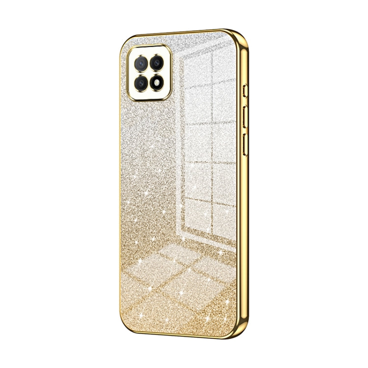 For OPPO A72 5G / A73 5G Gradient Glitter Powder Electroplated Phone Case(Gold) - OPPO Cases by PMC TechLife | Online Shopping South Africa | PMC TechLife | Buy Now Pay Later Mobicred