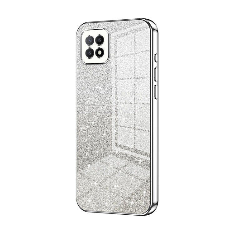 For OPPO A72 5G / A73 5G Gradient Glitter Powder Electroplated Phone Case(Silver) - OPPO Cases by PMC TechLife | Online Shopping South Africa | PMC TechLife | Buy Now Pay Later Mobicred