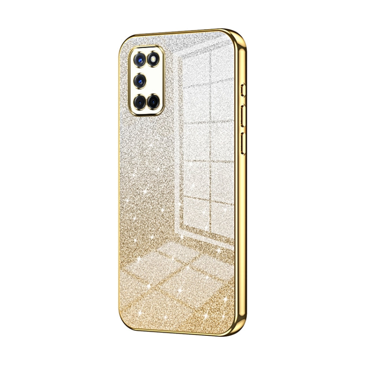 For OPPO A52 / A72 / A92 Gradient Glitter Powder Electroplated Phone Case(Gold) - OPPO Cases by PMC TechLife | Online Shopping South Africa | PMC TechLife | Buy Now Pay Later Mobicred
