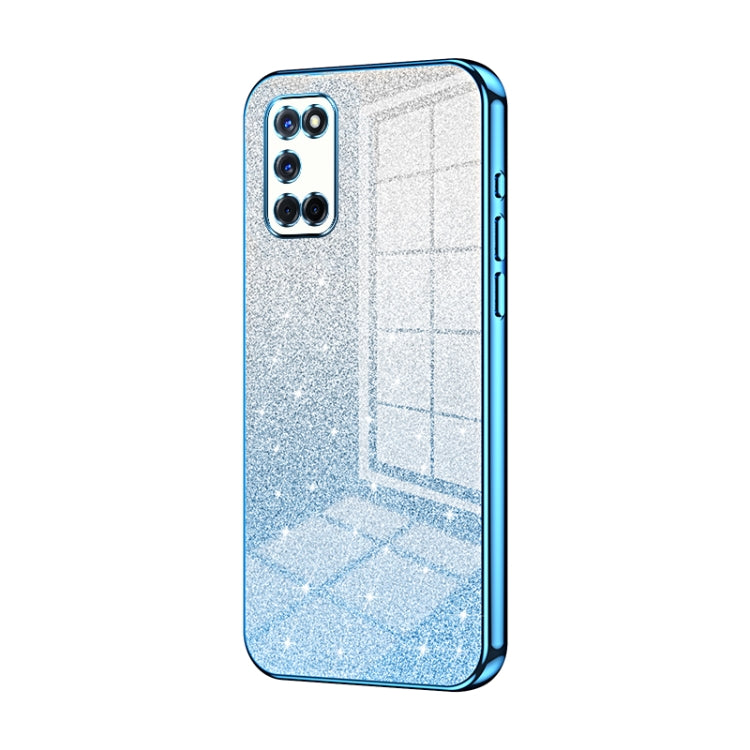 For OPPO A52 / A72 / A92 Gradient Glitter Powder Electroplated Phone Case(Blue) - free shipping - PMC TechLife - Order now!