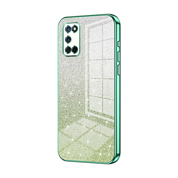 For OPPO A52 / A72 / A92 Gradient Glitter Powder Electroplated Phone Case(Green) - OPPO Cases by PMC TechLife | Online Shopping South Africa | PMC TechLife | Buy Now Pay Later Mobicred