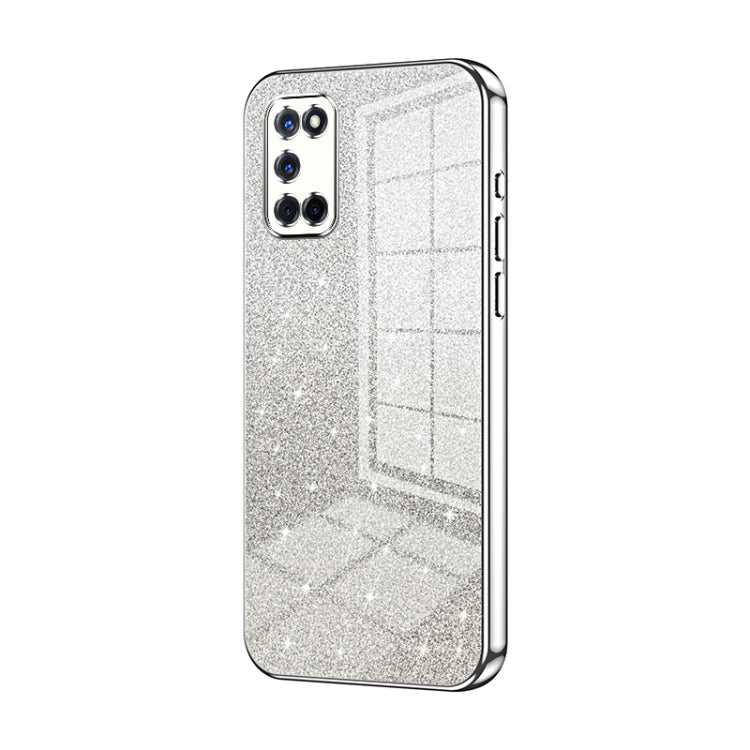 For OPPO A52 / A72 / A92 Gradient Glitter Powder Electroplated Phone Case(Silver) - OPPO Cases by PMC TechLife | Online Shopping South Africa | PMC TechLife | Buy Now Pay Later Mobicred